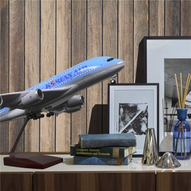 24-Hours 18” 1:160 Airplane Model Korea Airbus 380 Model Plane with LED Light(Touch or Sound Control) for Decoration or Gift
