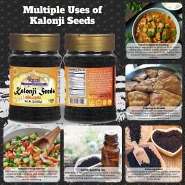 Rani Kalonji (Black Seed, Nigella Sativa, Black Cumin) Seeds 3oz (85g) PET Jar