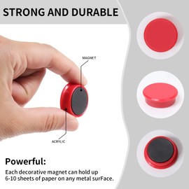 QOJOPU Fridge Magnets, 10 Pack 10 Colors Strong Small Heavy Duty Magnets, Decorative Round Cute Mini Refrigerator Magnets for Whiteboard, Crafts, Fridge, Locker, Map, Kitchen, Office, Classroom