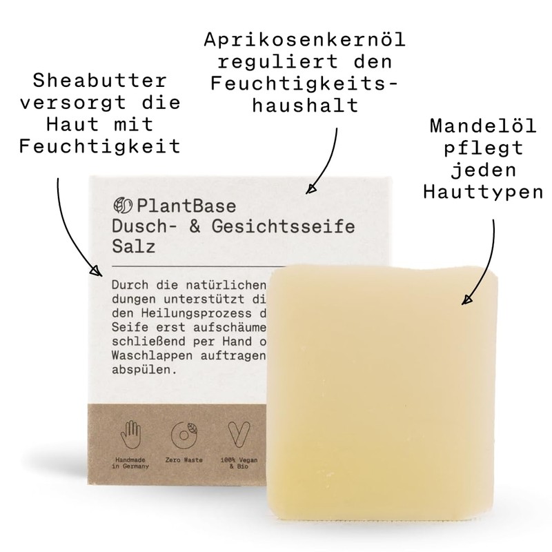 PlantBase Shower & Face Soap Salt 100 g – 100%