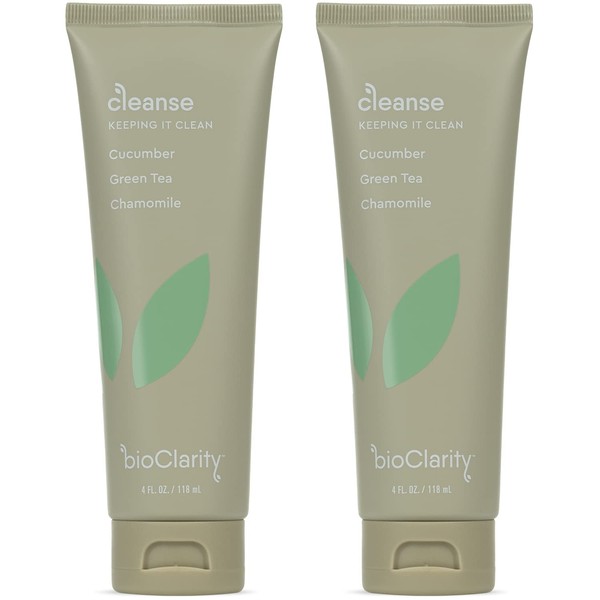 BioClarity Face Cleanser Set | 100% Vegan, Cucumber & Green Tea Gentle Face Wash (Set of Two 4oz Cleansers)