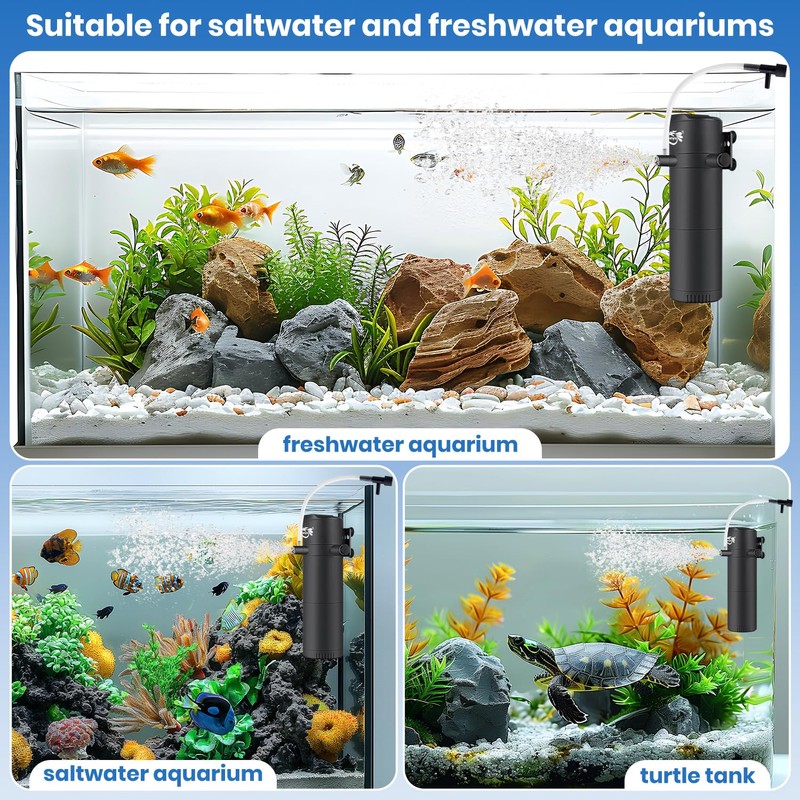 BlueYu - Aquarium Filter for 10-30 Gallon Tank, Submersible Fish