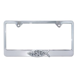 Elektroplate – Christian Jesus Fish Ichthys on Chrome All-Metal Standard Size Premium 3D License Plate Frame Tag Holder for Cars/SUVs/Trucks Weather-Proof Automotive Accessory