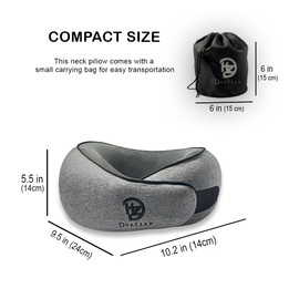 D HAZZAN Neck Pillow, Travel Pillow, Travel Neck Pillow for Airplanes, Pure Cotton Memory Foam Pillow, Airplane Pillow for Travelling, Includes Eye Mask, Earplugs and Carrying Bag