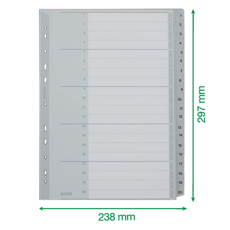 Esselte Leitz 12840000 Plastic Index 1–20 A4 Polypropylene 20 Sheets