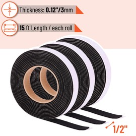 UNCO- Smoker Gasket, 15 Ft, 1/2"X1/8", Grill Gasket, Pack of 3