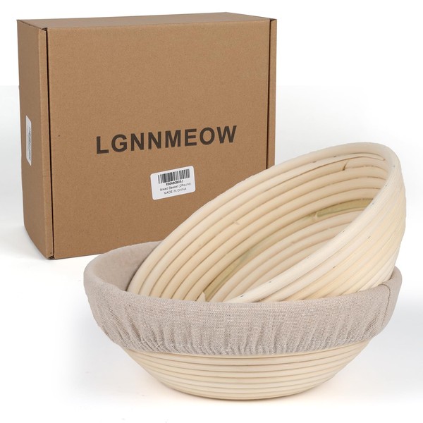 Bread Proofing Basket,LGNNMEOW Banneton Bread Proofing Basket Set Of 2,