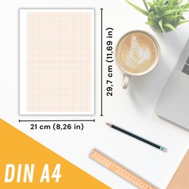 perfect line - 75 Sheets Graph Paper - Grid Lines in red - line spacing 1/5/10 mm for Technical Drawings - Wood-Free, Chlorine-Free, Acid-Free, Made in Germany