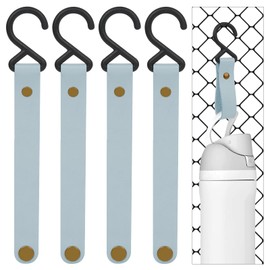 Linkidea Fence Hooks for Water Bottle Compatible with Owala FreeSip 24oz 32oz Vegan Leather S Shaped Hook Hanger for Sports Camping Pack of 4
