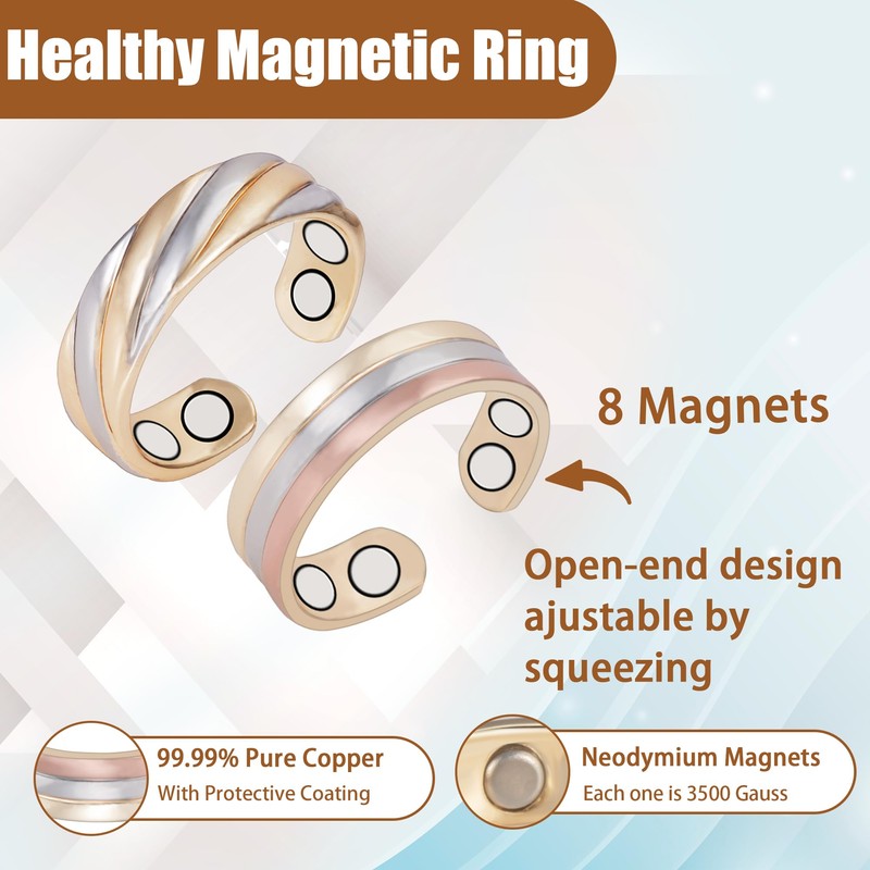 MagVIVACE Copper Ring for Women, Magnetic Ring with Magnet(ef)