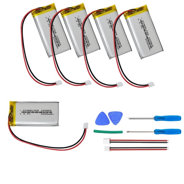 GIMHELPER (5-Pack) 3.7V 3100mAh Lithium Rechargeable Battery 3.7v 3100mAh Lipo