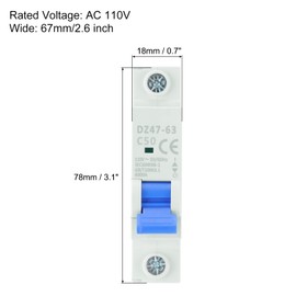 MECCANIXITY 1Pcs Miniature Circuit Breaker 1P 50A AC 110V DZ47-63 DIN Rail Mount Disconnect Switch Circuit Breaker Protection Thermal Magnetic Trip for Short Circuit Protection, Overload Blue