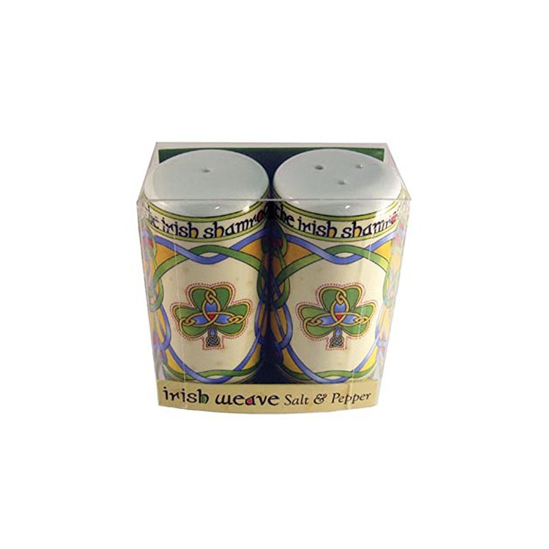 Irish Salt and Pepper Shaker Celtic Design Shamrock
