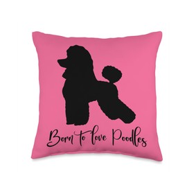 Poodlesque Apparel For Poodle People Lover's Classy Poodle Throw Pillow, 16x16, Multicolor