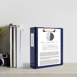 Ospelelf 2 Inch Mini Binder 3 Ring, Vintage Leather Clipboard Binders Dividers with Tabs 5.5" x 8.5", Professional Binder Organizer, Navyblue