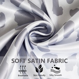 Silky Satin Pillowcase, Vintage Floral Pillow Covers 2 Pack Pillowcases for Hair and Skin Luxury Bed Pillow Cover Cooling Satin Pillow Shams Set Silver Leopard Pattern