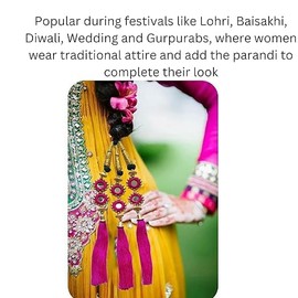 Accessorize Kingdom Room Heater for Indoor Space, Punjabi Parandi Paranda Choti Braid/Tassles Hair, Hair Extensions for Girls and Women Pack of 1, Color-pink