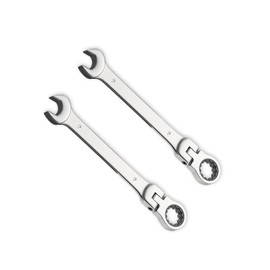 Leliafleury 2pcs 9mm Ratchet Spanner Flex-Head, Combination Wrench, Polished CR-V Chrome Vanadium Steel Metric Spanner, 72-Tooth, Box and Open End Ring Ratcheting Spanner Tool for Home Bicycle