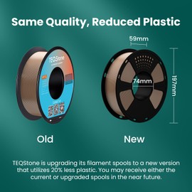 TEQStone Wood PLA Filament 1.75mm 1KG, 15% Real Wood Fiber Infused, Perfectly Wound, Consistent Diameter +/-0.03mm 3D Printer Filament (Walnut Color Tone)