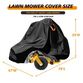 Zero-Turn Lawn Mower Covers,Waterproof Outdoor Riding Mower Cover,Fits up to 60" Decks Rider Lawnmower Tractor Storage Cover,Durable Anti-UV 210D Polyester,Reflective Strips -79"Lx47"Wx55"H