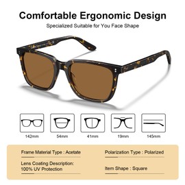 CARFIA Acetate Polarized Sunglasses for Women Small Face - AntiGlare UV400 Protection CA5354