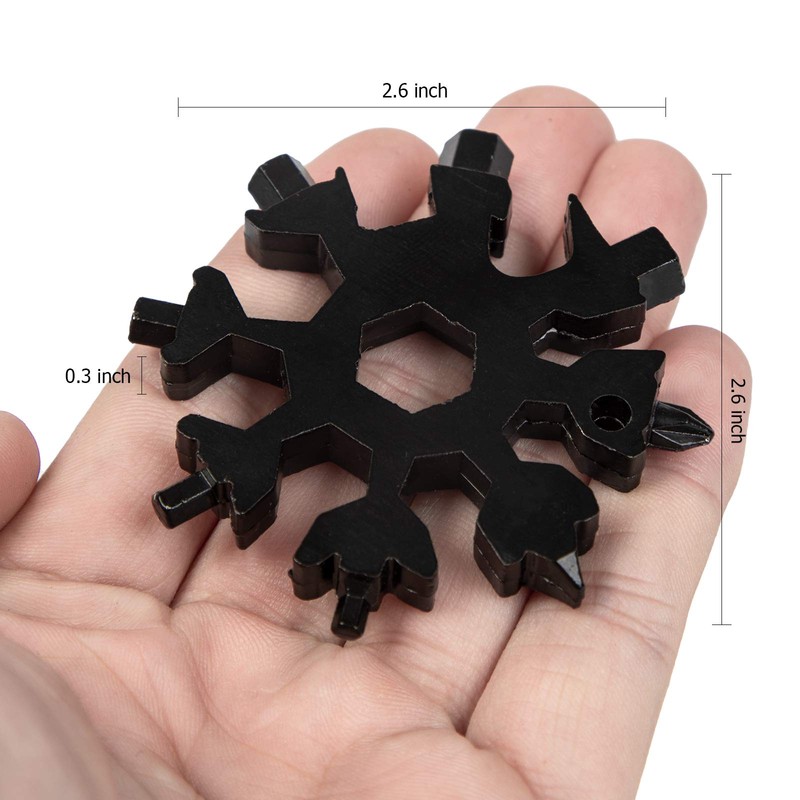 Snowflake Multitool,18-in-1 Stainless Steel Snowflake-Tool Includes Snow Bottle Opener/Flat Phillips