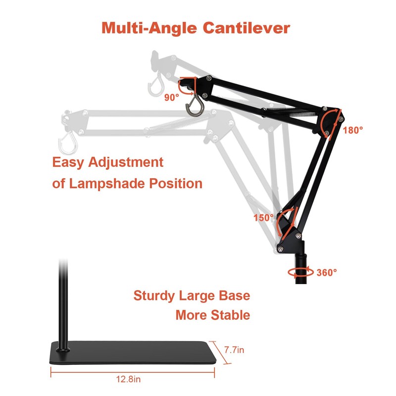 BOURDSERK Reptile Lamp Stand, Adjustable 15.7 to 74.3 In Heat