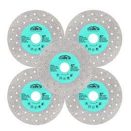 LEKOMESH Rock Slab Grinding Disc - 5 inch Glass Cutter Disc(5pcs), Granite Cutting Blade, Diamond Grinder Wheel for Rock Slab, Stone, Tile, Marble, Granite, Glass Diamond Saw Blades