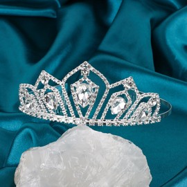 CURASA Silver Crown for Women, Crystal Princess Tiaras for Little Girls, Queen Crown for Birthday Bridal Wedding Quinceanera Pageant Prom