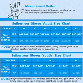 Seibertron S.P.S.G-2 UPF100+ Sun Protection Gloves, Fishing Gloves, Also Fit Driving, Cycling, Kayaking, Paddling, Boat, Sailing, Rowing etc Outdoor, Breathable Gloves, Children, Black, XL