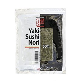 Kaneyama Yaki Sushi Nori, Premium Gold Grade Black (Full 50 Sheets 1 Pack)