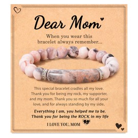 Seyaa Gifts for Mom, Natural Stone Bracelets for Women Gifts for Mom Pink Zebra Jasper Bracelets Mother's Day Christmas Gifts for Mom Mommy Mother-in-law Women Valentine's Day