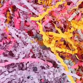 PATIKIL 1 LB Crinkle Cut Paper, Shred Packing Grass Cushion Paper Streamer for Wedding Birthday Christmas Craft Gift Boxes Basket Filler (Each Bag 3.5 Oz), Yellow/Rose Red/Purple/White