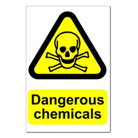 Dangerous Chemicals Correx Safety Sign Board - Printed and Laminated Corrugated Plastic 300mm x 200mm x 4mm for Hazardous Materials Warning in Industrial and Workplace Settings
