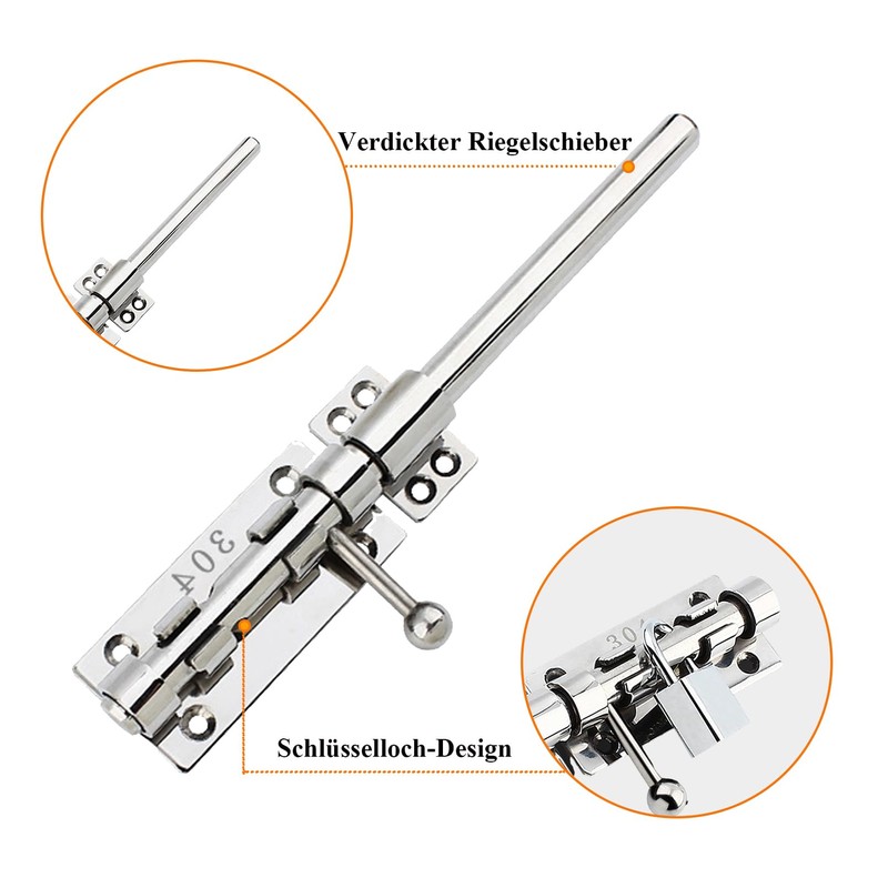 304 Stainless Steel Gate Lock Sliding Bolt Gate Lock Heavy