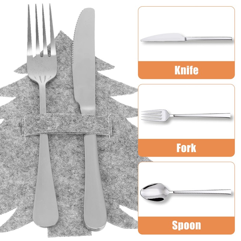 4PCS Christmas Tree Cutlery Holder Felt Christmas Tableware Holders Forks