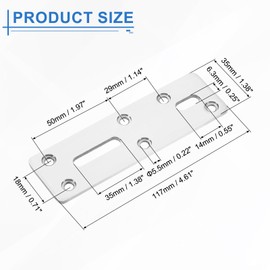 QUARKZMAN Straight Steel Flat Plate, Pack of 2 117 x 35 mm - Heavy Mending Plate with Holes, Metal Reinforcement Mounting Plate with Screws for Repair Frame Gazebo (Silver)