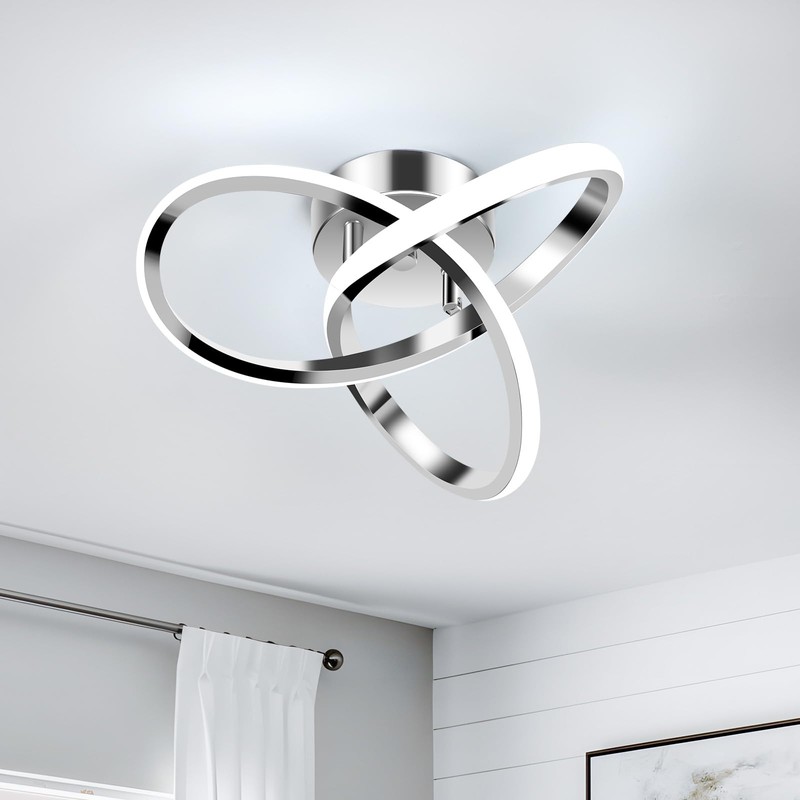 Goeco Modern LED Ceiling Light, 9.8'' 6500K Semi Flush Cool