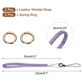 sourcing map 2 Pcs Smooth Leather Wristlet Strap, Prevent Drop Wrist Lanyard Straps for Clutch Cellphone Keychain Wallet Purse (Light Purple)