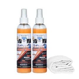 Diamond Screen Shine Advanced Nanotechnology Screen Cleaning Spray for Crystal Clear Screens - Safe for All Devices - Streak-Free Formula - Easy to Use - Anti-Static for Future Clean (8oz-2pack)