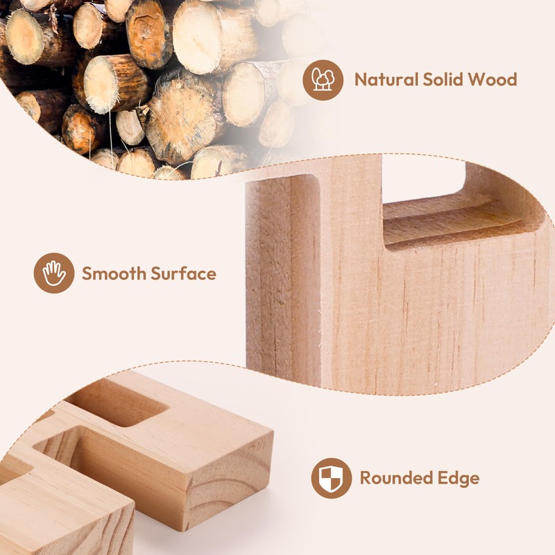 Woodtoe Wooden Building Blocks Set for Kids, 24 PCS Rainbow