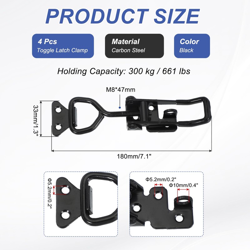 PATIKIL Toggle Latch Clamp 4003 Style, 4 Pcs Carbon Steel