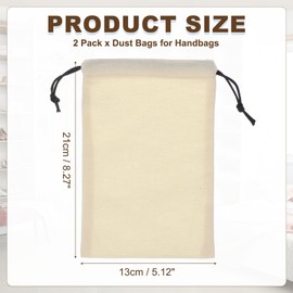 uxcell 2 Pack Dust Bags for Handbags, 5.2x8.3" Cotton Drawstring Storage Pouch Bag Dust Cover Storage Bags for Purses Shoes Boots Daily Travel Storage, Beige
