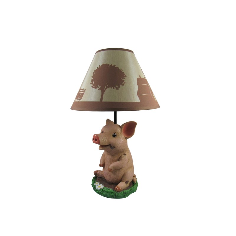 DWK Muddy Delight Decorative Farmhouse Pig Table Lamp