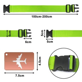 Pack of 4 Luggage Straps & 4 Luggage Tags, Luggage Strap, Eye-catching Luggage Strap, Adjustable Luggage Strap with Address Label for Suitcase, Travel Accessories, Luggage Strap for Secure Closure
