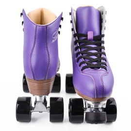 PAPAISON Roller Skates for Women and Girls, Deluxe 2 Layer Microfiber Leather Double Row-Classic Roller Skates for Men, Professional Outdoor Indoor Quad-Skates for Kids & Adults