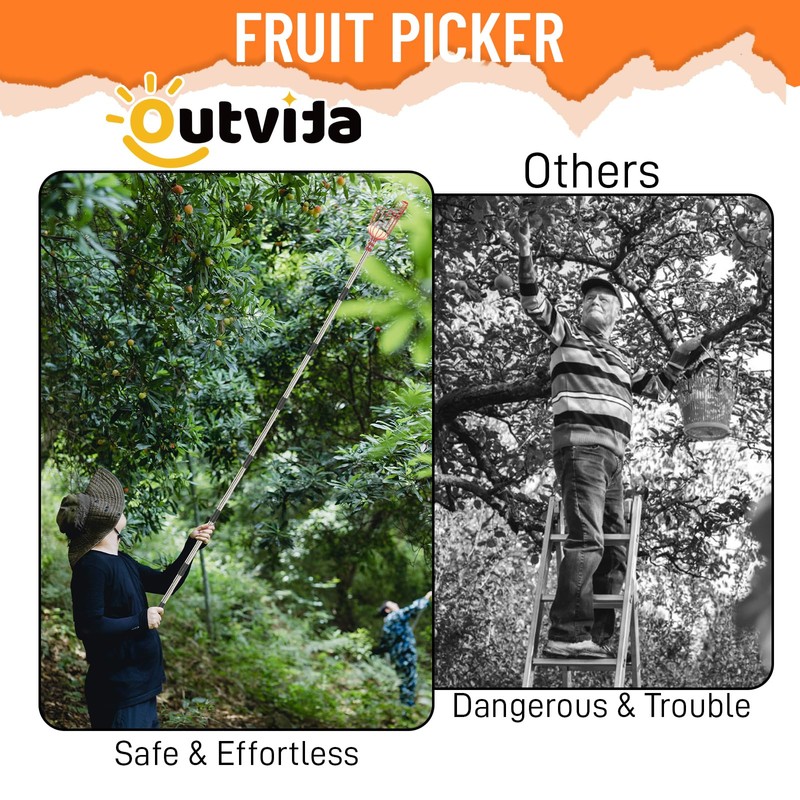 Outvita 13FT Fruit Picker, Adjustable Fruits Picker Tool with Basket