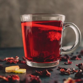 Akshit Organic Hibiscus Ginger Tea Blend, 75 Count, Hibiscus with Ginger Tea, All Natural Hibiscus Flower Tea Blend with Tangy Hibiscus & Zesty Ginger Root, Loose Flower Hibiscus Herbal Tea, Te de Hibisco, Sugar Free, No Caffeine, Non-Gmo