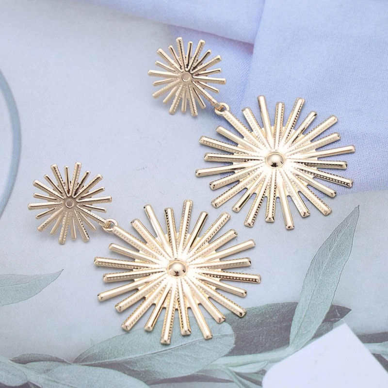 Inateannal Punk Sunburst Dangle Earrings Gold Large Sun Earrings Large