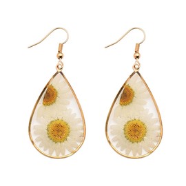 Gold Sunflower Earrings for Women Aesthetic Pressed Flower Drop Earrings for Women's Floral Pierced Dangle Earrings for Her Large Summer Beach Vacation Earrings for Woman Trendy Piercing Earrings